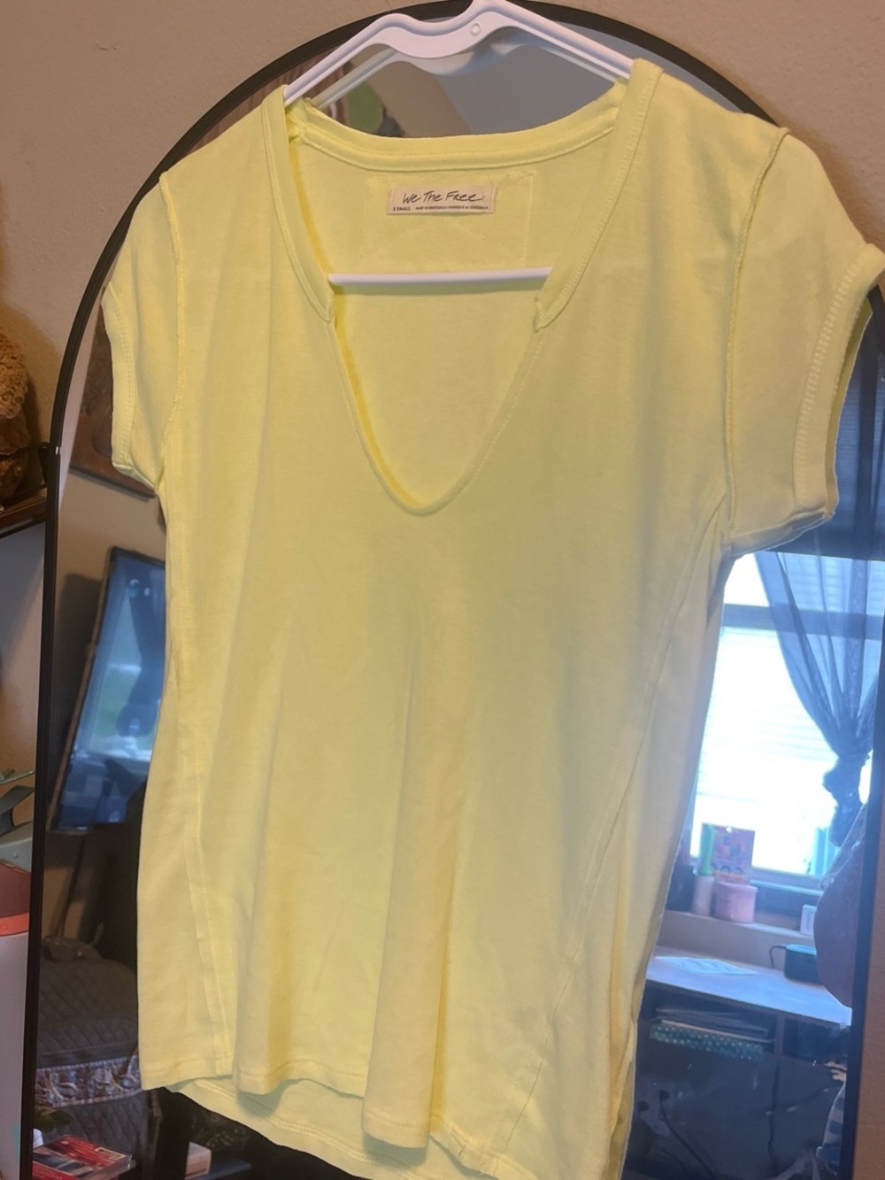 We The Free Lemon Yellow V-Neck Short Sleeve Tee